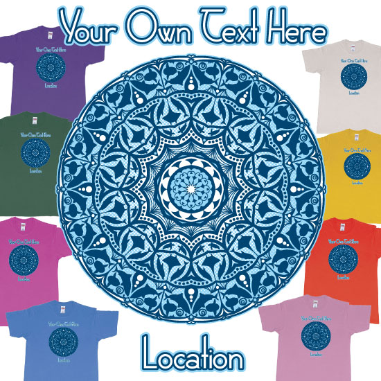 Mandala Ocean Molamola Shark Turtle Manta Dolphin Custom Own Text Printing T-Shirt