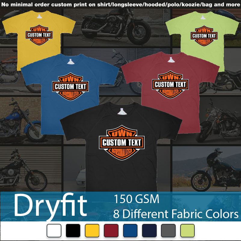 Motor Harley Davidson Cycles Standard Logo Personalized Custom Own Text Dryfit Tshirts Samples On Demand Printing Bali