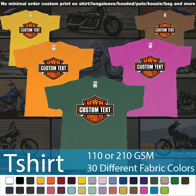 Motor Harley Davidson Cycles Standard Logo Personalized Custom Own Text Roundneck Tshirt Samples On Demand Printing Bali