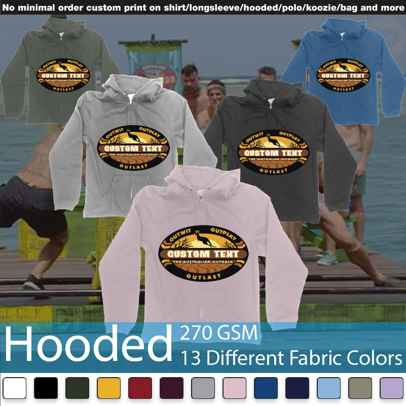 The Australian Outback Survivor Logo All Own Hooded Samples On Demand Printing Bali